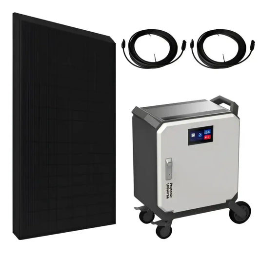 Complete 5kW off grid power system with 5kWh high performance battery and 2.5kW solar power array Portable Off Grid
