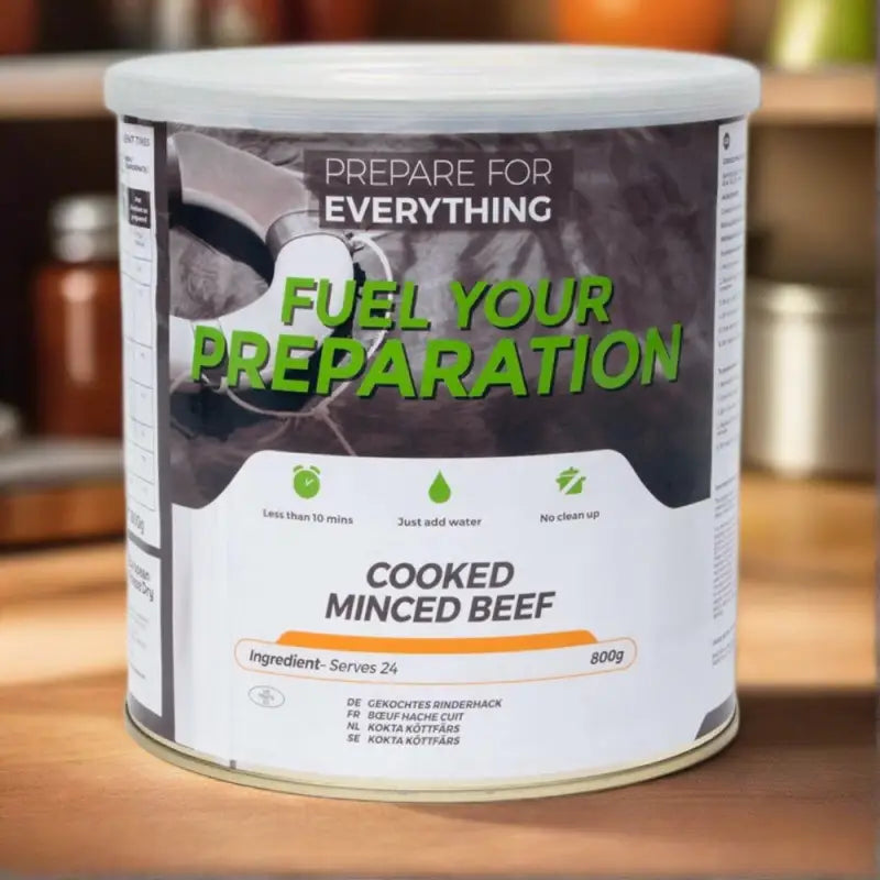 Cooked Minced Beef - Box of 6 x 800g Tins - 144 Servings - Freeze Dried Food