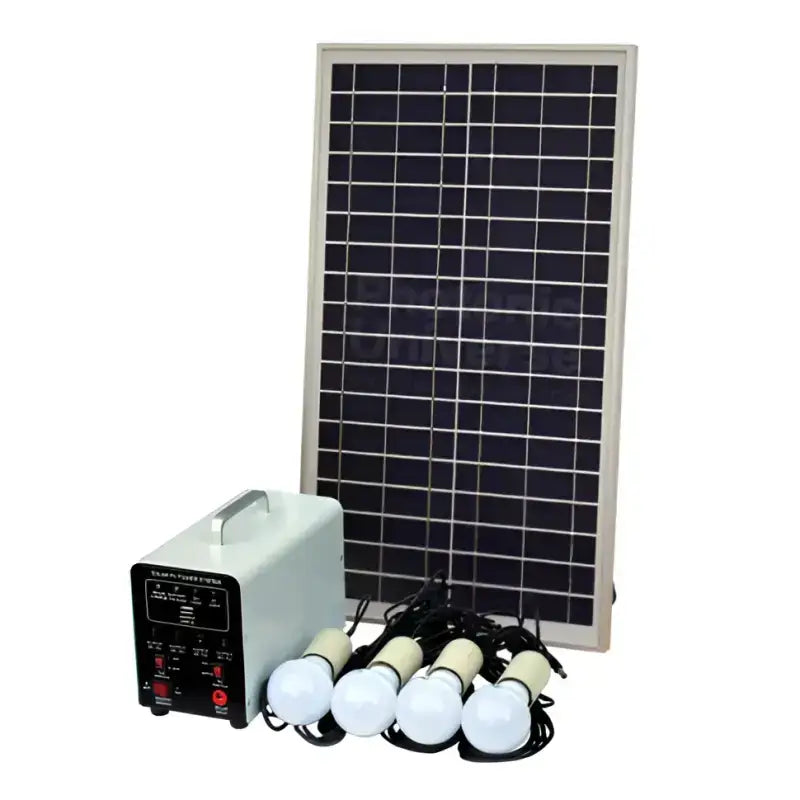 Off Grid Solar Lighting System with 4 LED Lights Solar Panel and Battery Solar Lighting System