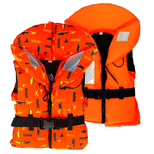 Freedom Foam Flotation Lifejacket - Child - 100N ISO - Fish Print / Plain Orange