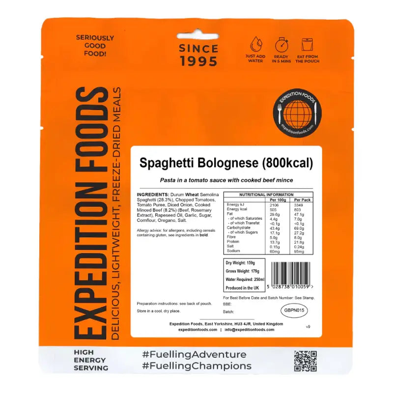 Spaghetti Bolognese Pouches - Freeze Dried Food