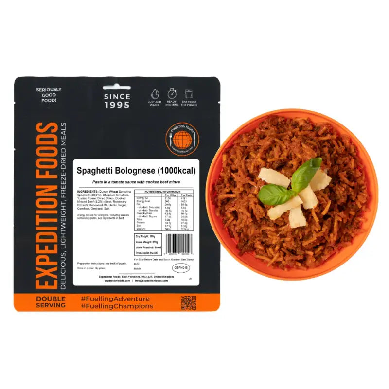 Spaghetti Bolognese Pouches - Single 1000Kcal Pouch - Freeze Dried Food