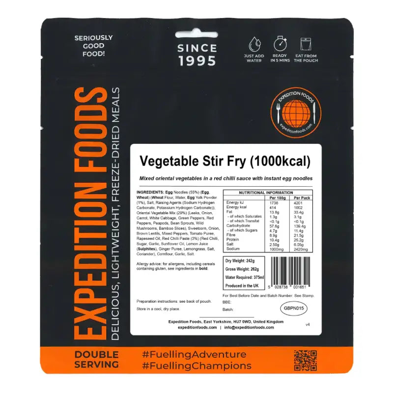 Vegetable Stir Fry Pouches - Freeze Dried Food