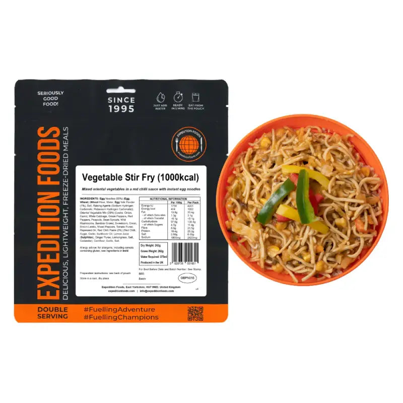 Vegetable Stir Fry Pouches - Single 1000Kcal Pouch - Freeze Dried Food