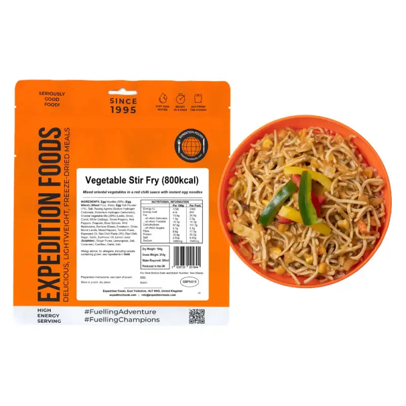 Vegetable Stir Fry Pouches - Single 800Kcal Pouch - Freeze Dried Food