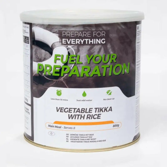 Vegetable Tikka with Rice - Box of 6 x 700g Tins - 42 Servings - Freeze Dried Food