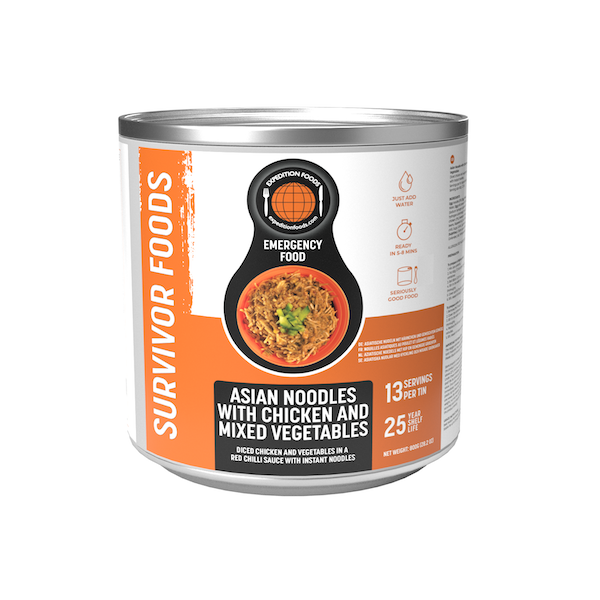 Asian Noodles with Chicken and Mixed Vegetables - Box of 6 x 800g Tins - 78 Servings